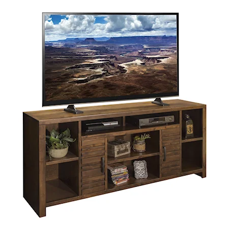 Casual 74" TV Console with Carved Stripes
